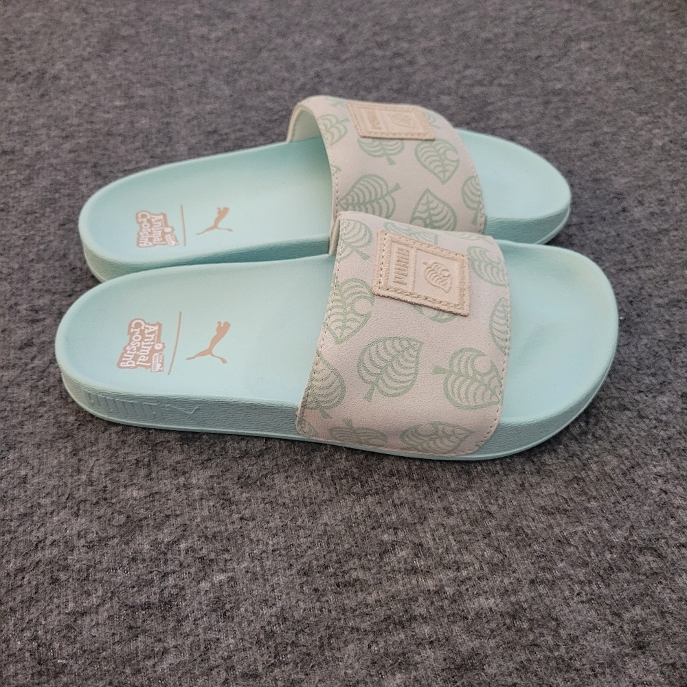Puma Animal Crossing Sandals Girls Size 1 Blue Leadcat Nintendo Slides New